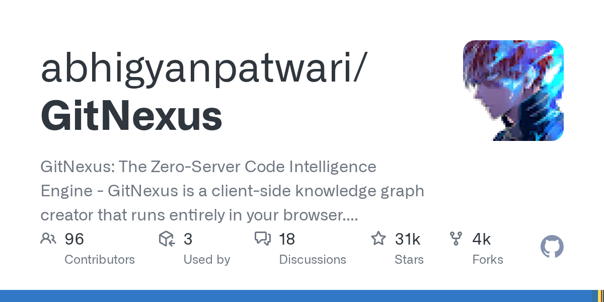 abhigyanpatwari/GitNexus が GitHub Trending で急浮上、Sponsor Star abhigyanpatwari / GitNexus GitNexus: The Zero-Server Code…