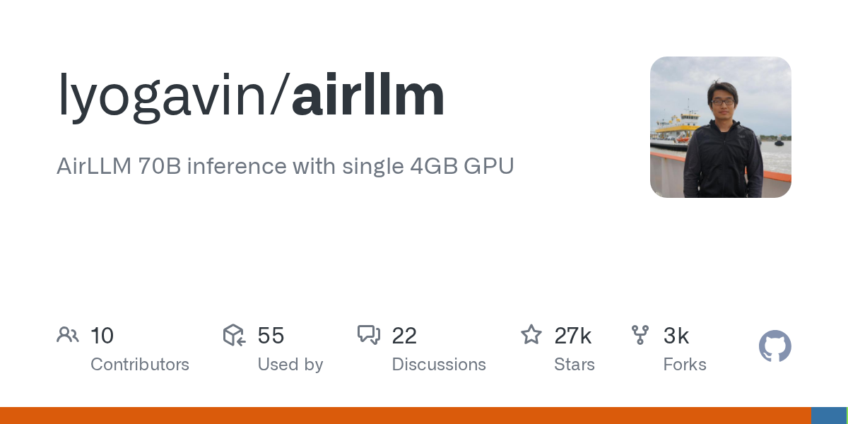AirLLM、4GBのGPUで70Bモデルの推論を可能にするレイヤー共有技術を公開