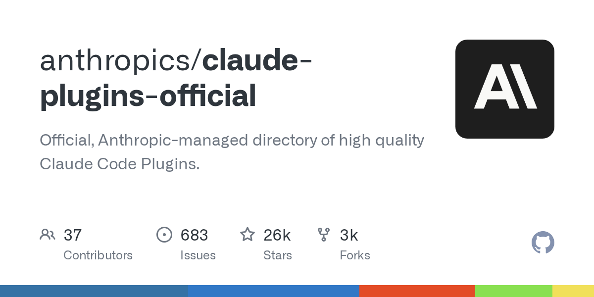 anthropics/claude-plugins-official が GitHub Trending で急浮上、Star anthropics / claude-plugins-official Official, Anthropic…