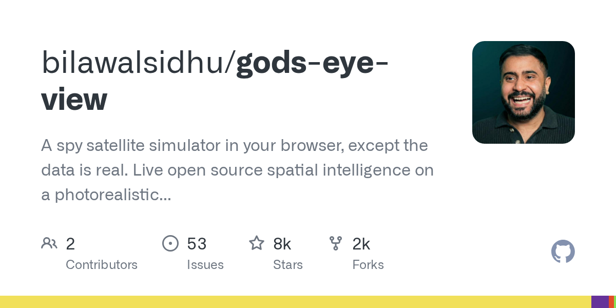bilawalsidhuが「God's Eye View」を公開し、リアルタイムの空間知能データを3D統合