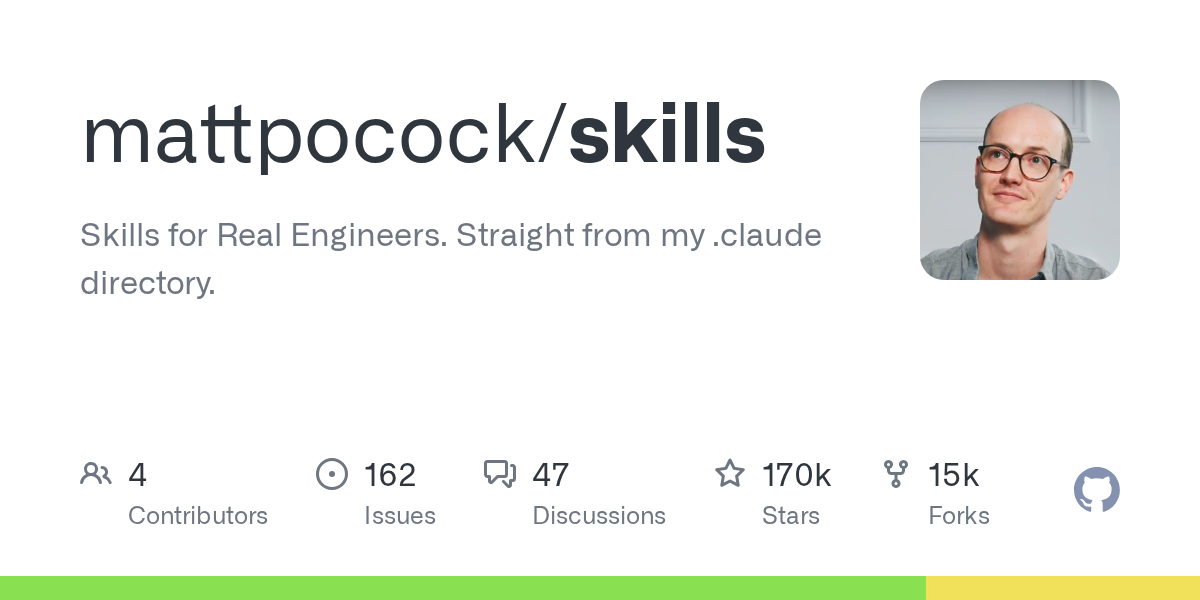 mattpocock/skills が GitHub Trending で急浮上、Sponsor Star mattpocock / skills Skills for Real Engineers. Straight from my .…