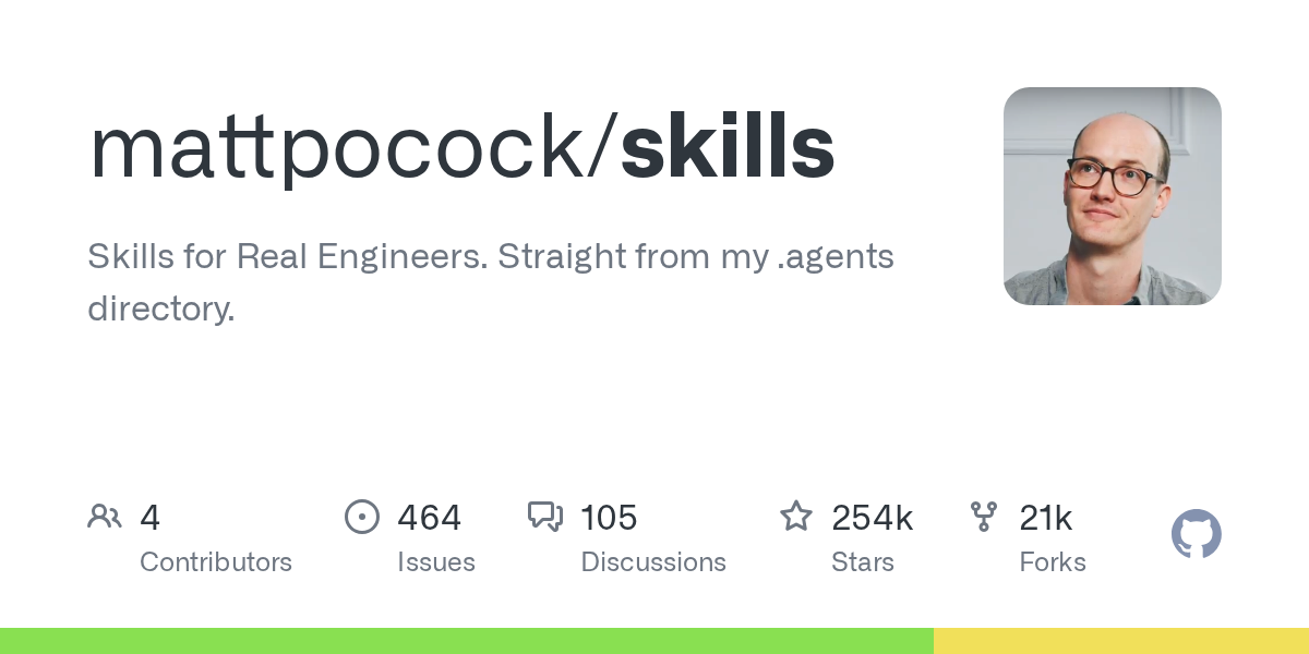 Matt PocockがAIエージェント用スキル集「skills」を公開しGitHubで急浮上